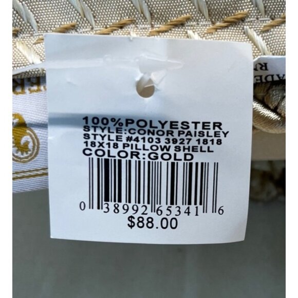 WC Designs Waterford Polyester Conor Paisley 18" x 18" Gold Pillow Tassels - Picture 3 of 6